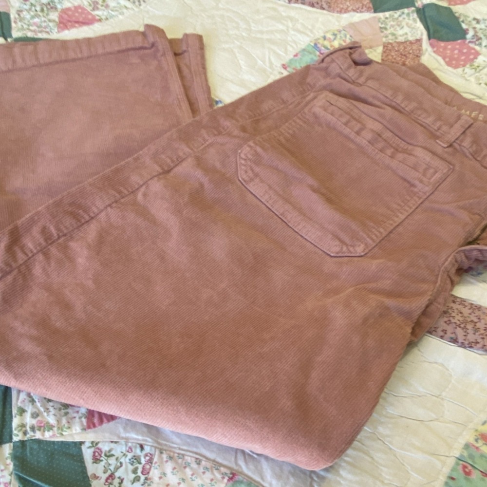 AE Women's Low-Rise Baggy Wide Leg Rose Stretch Corduroy Pants Boho Cozy